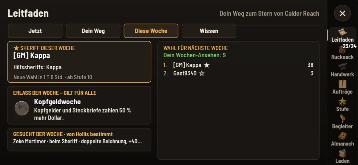 Sheriff-Wahl im Leitfaden